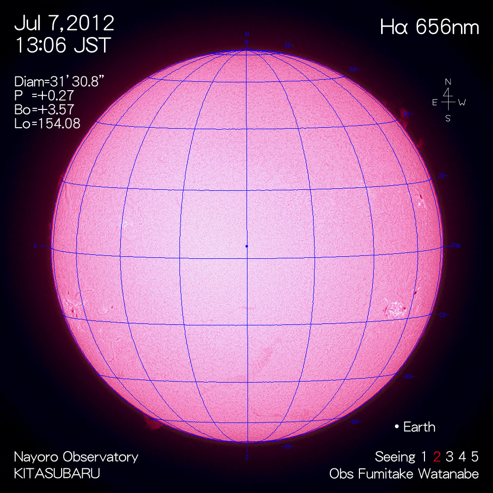 2012年7月7日Hα波長の太陽