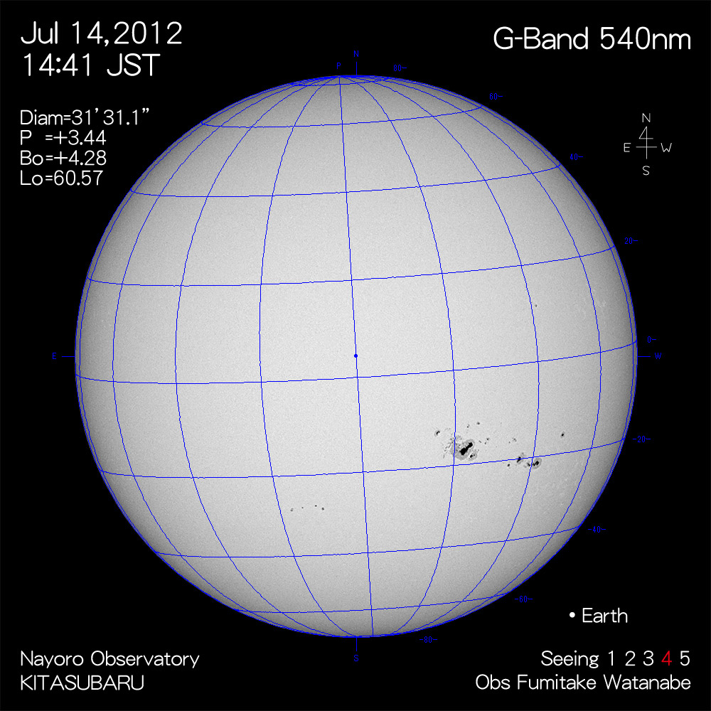 2012年7月14日540nm波長の太陽