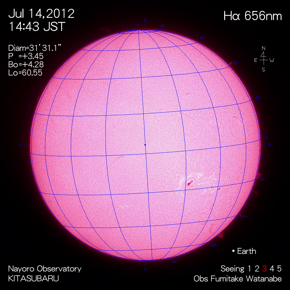 2012年7月14日Hα波長の太陽
