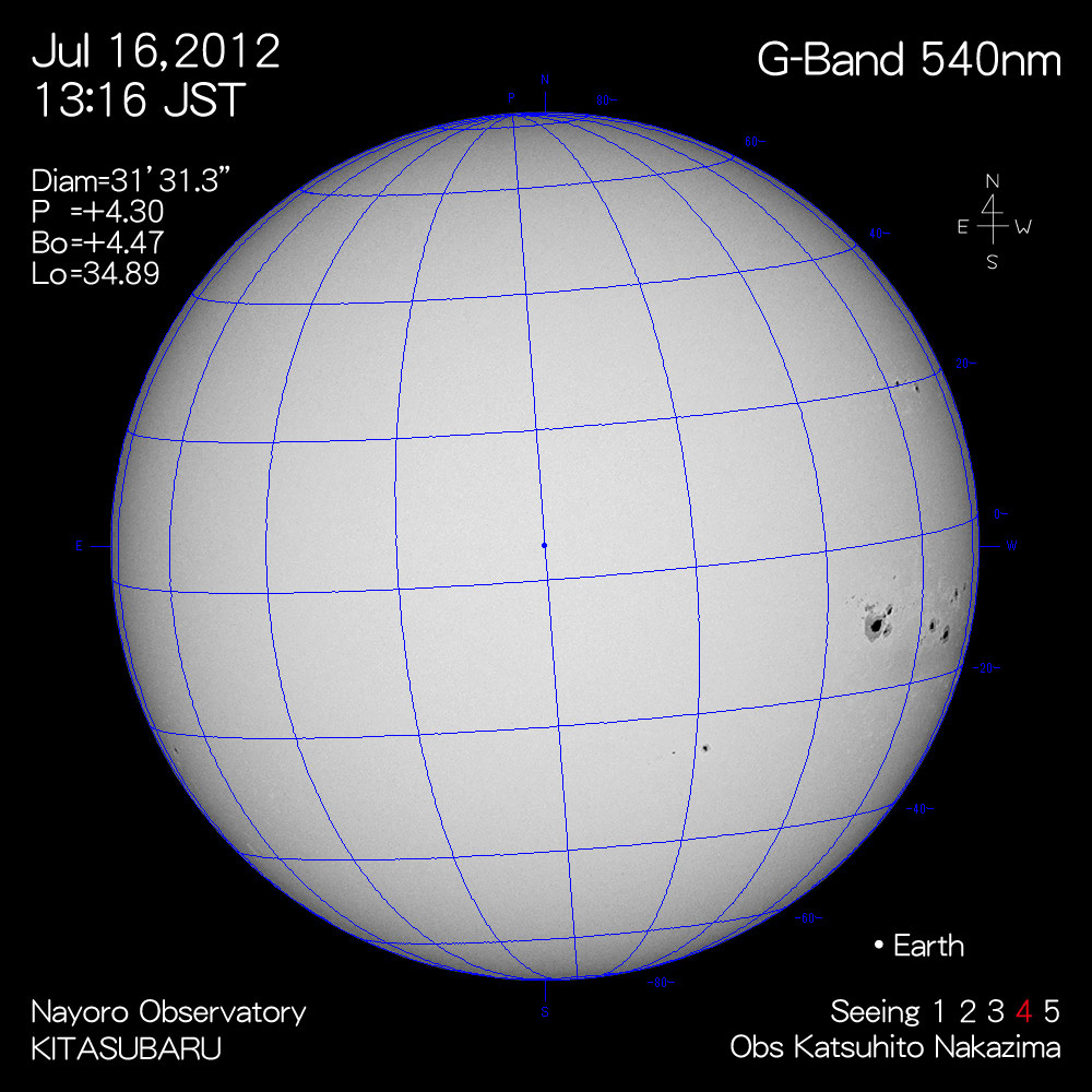 2012年7月16日540nm波長の太陽