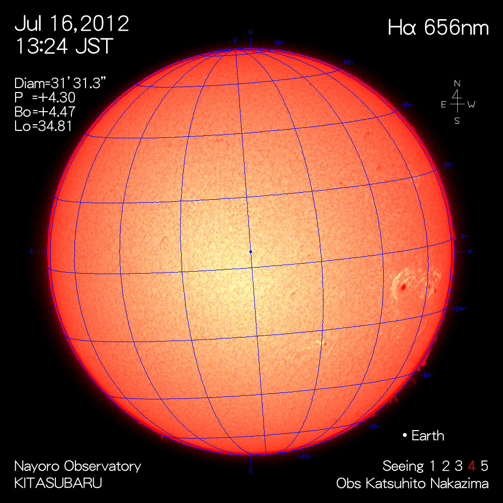 2012年7月16日Hα波長の太陽