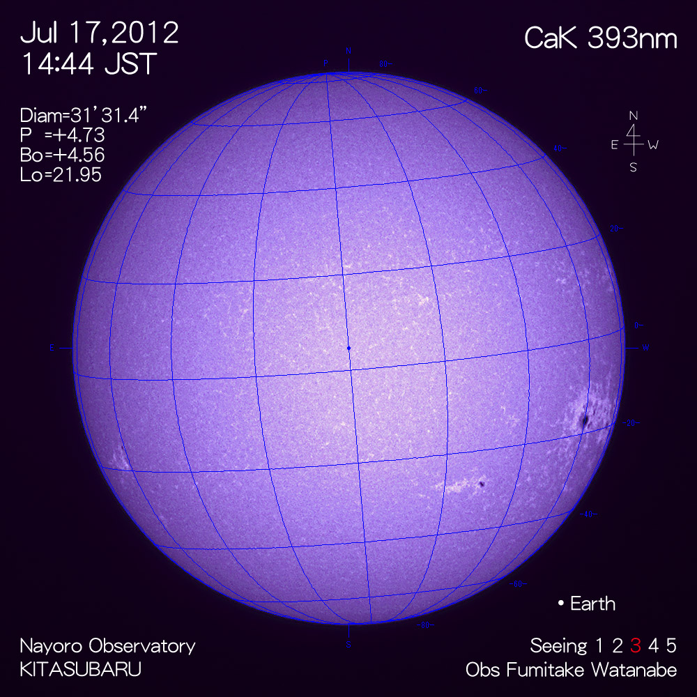 2012年7月17日CaK波長の太陽