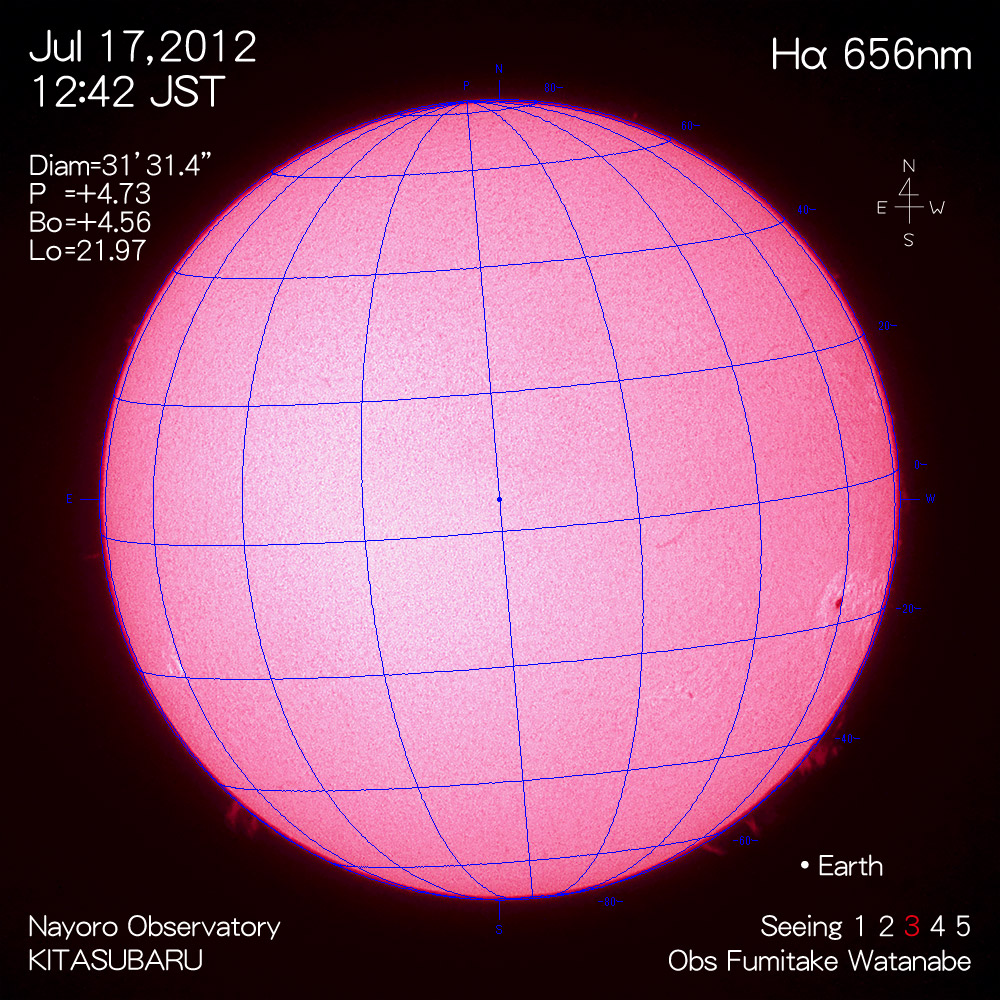 2012年7月17日Hα波長の太陽