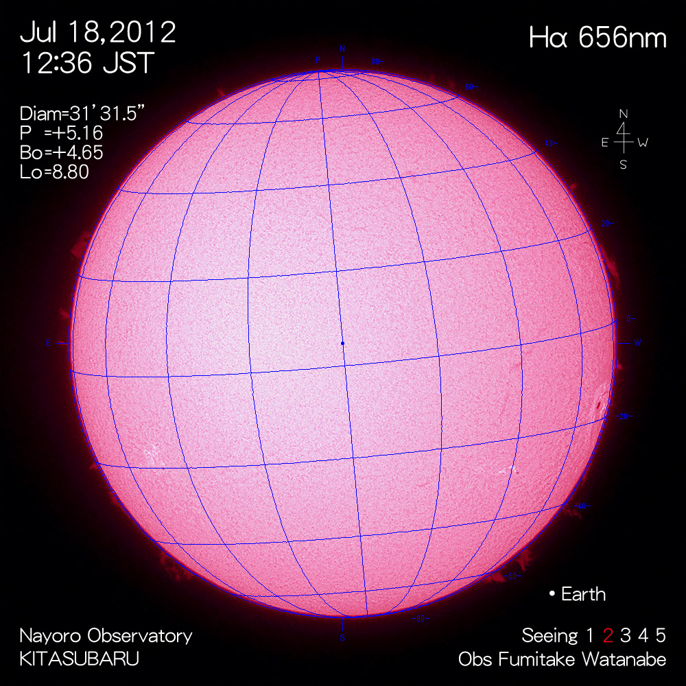 2012年7月18日Hα波長の太陽