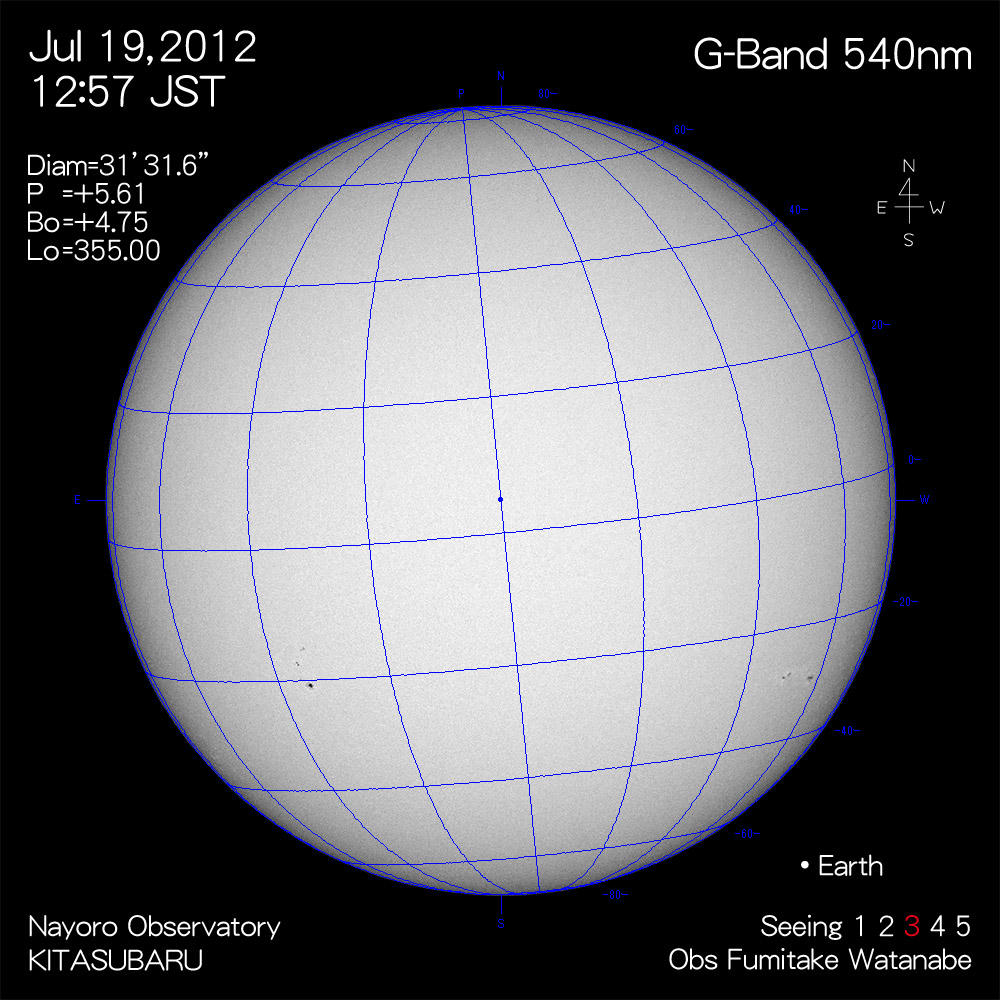 2012年7月19日540nm波長の太陽