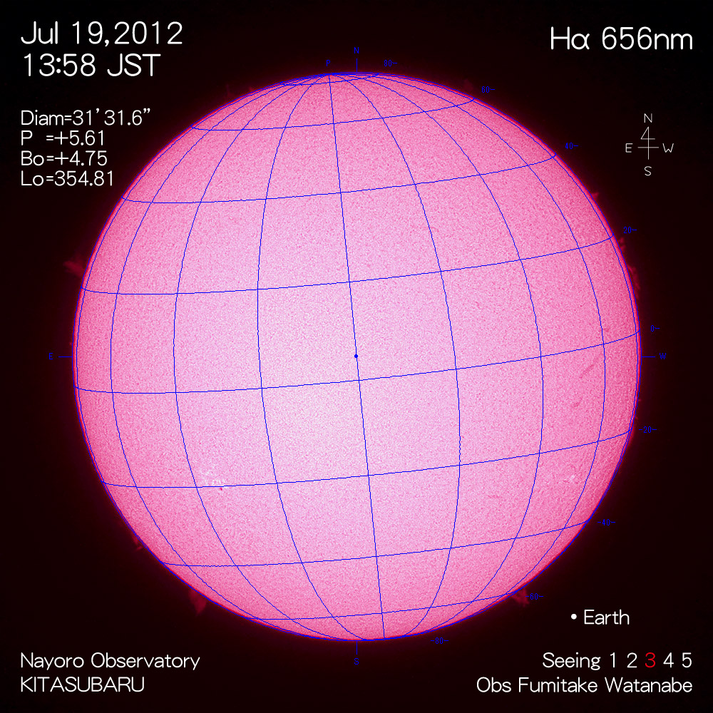 2012年7月19日Hα波長の太陽