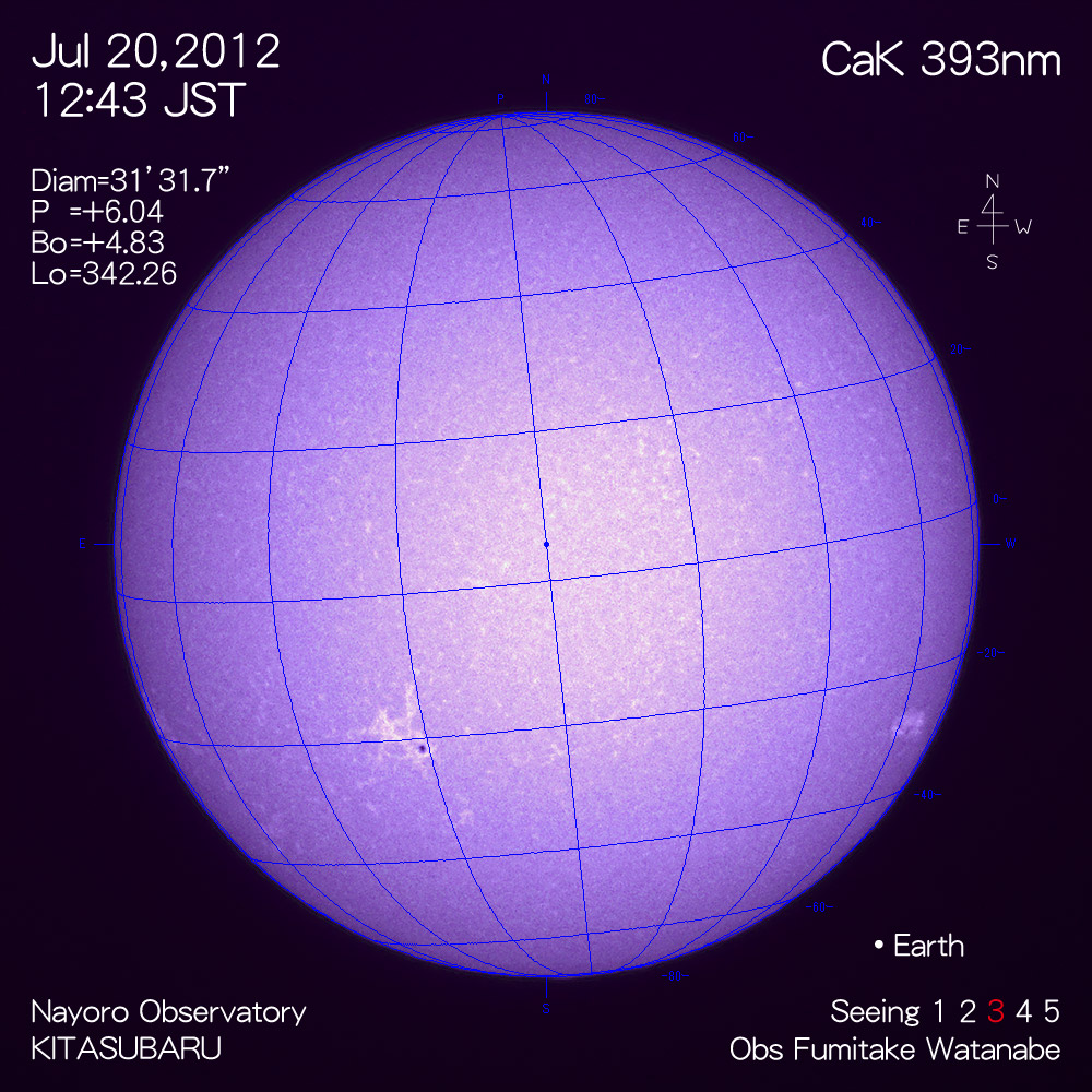 2012年7月20日CaK波長の太陽
