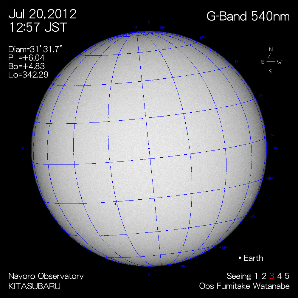 2012年7月20日540nm波長の太陽