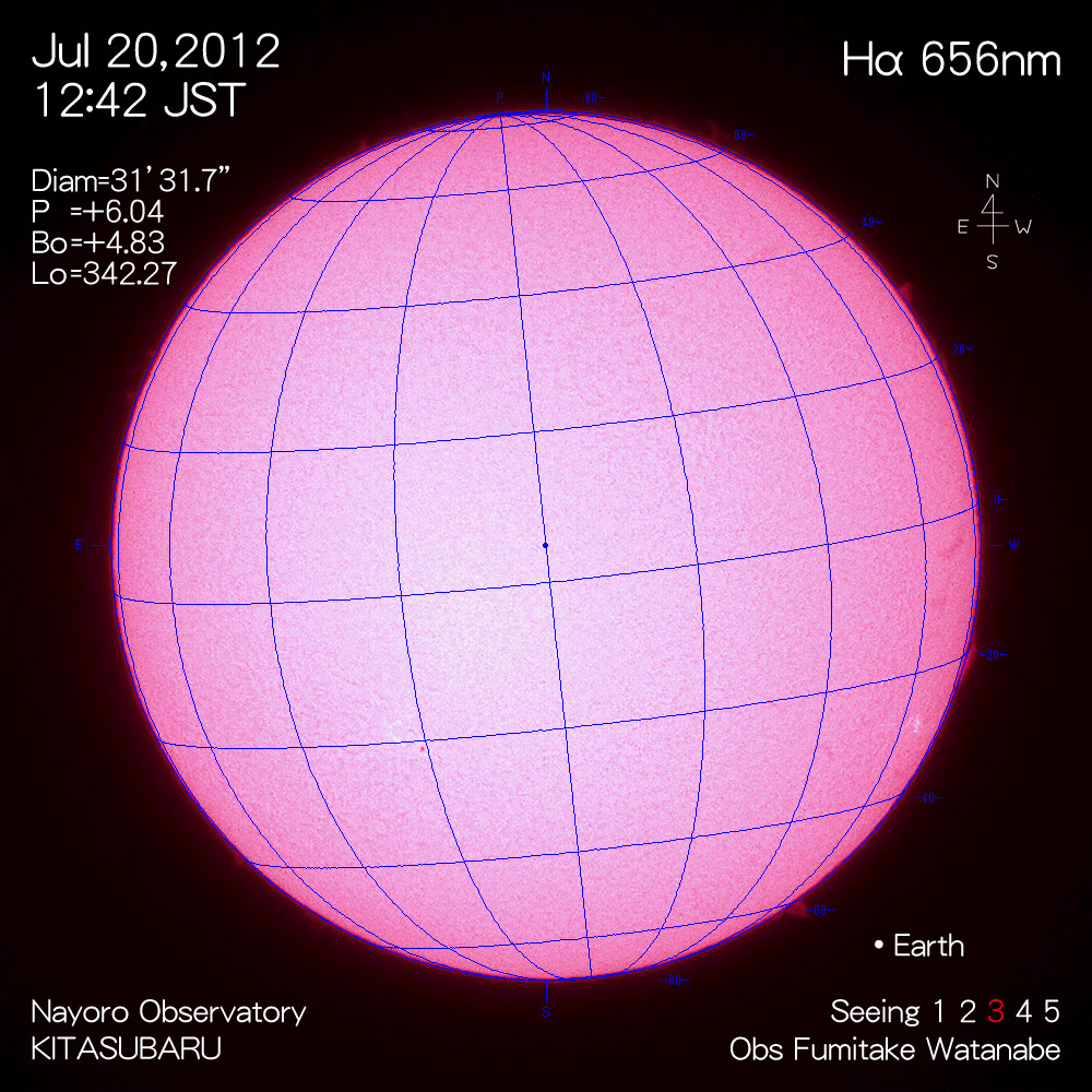 2012年7月20日Hα波長の太陽
