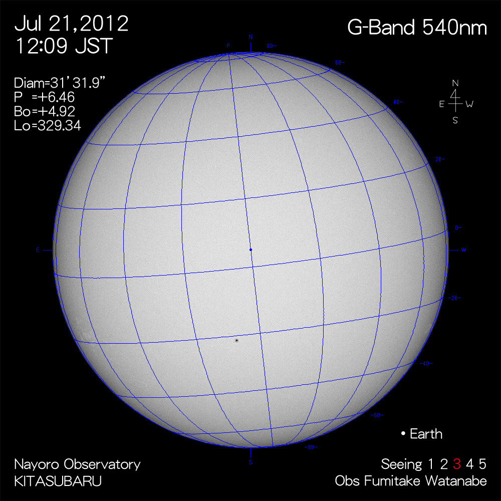 2012年7月21日540nm波長の太陽