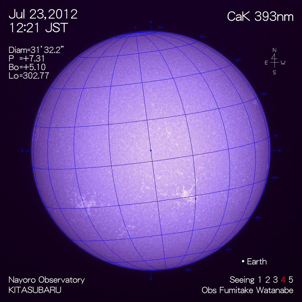 2012年7月23日CaK波長の太陽