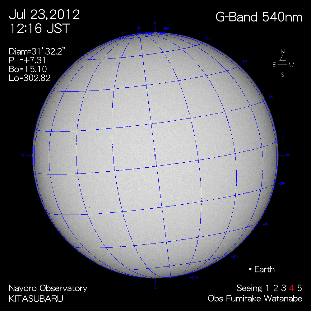 2012年7月23日540nm波長の太陽