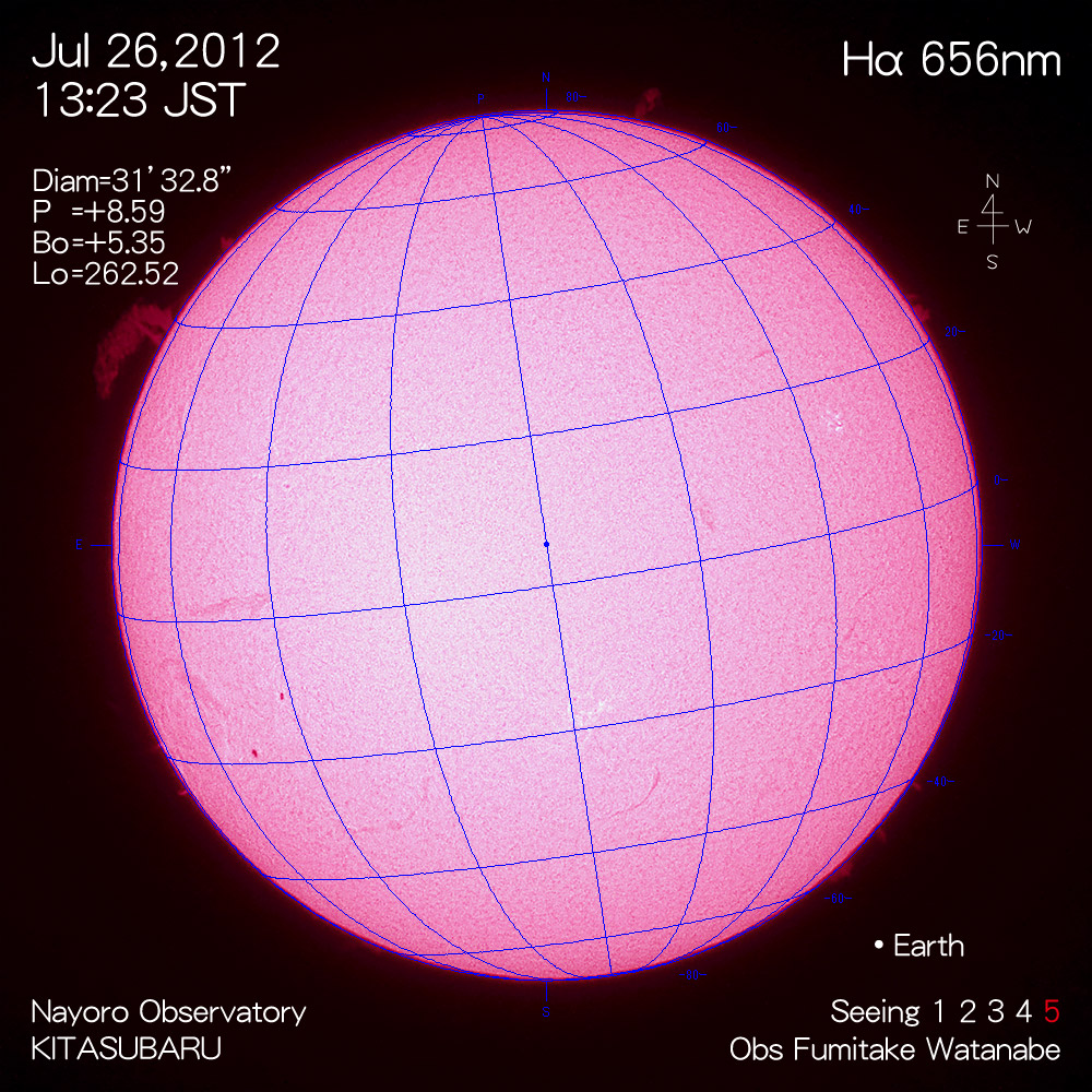 2012年7月26日Hα波長の太陽