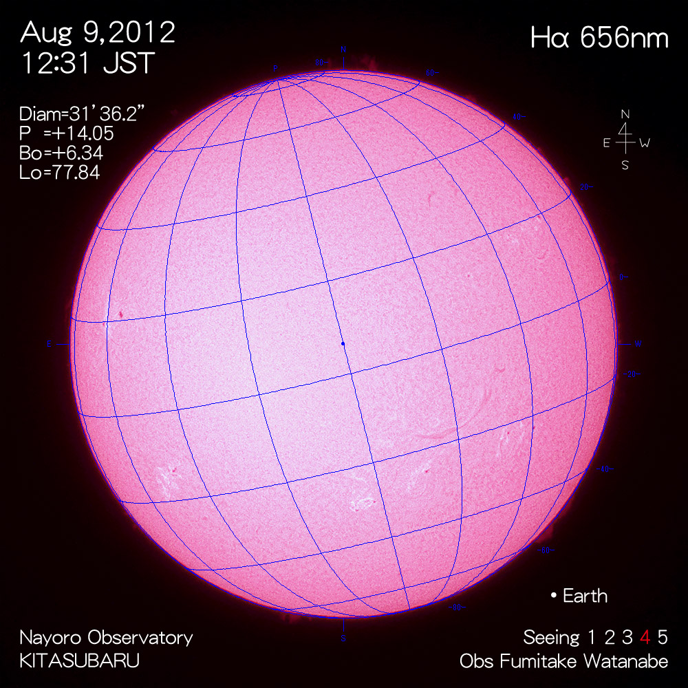 2012年8月9日Hα波長の太陽