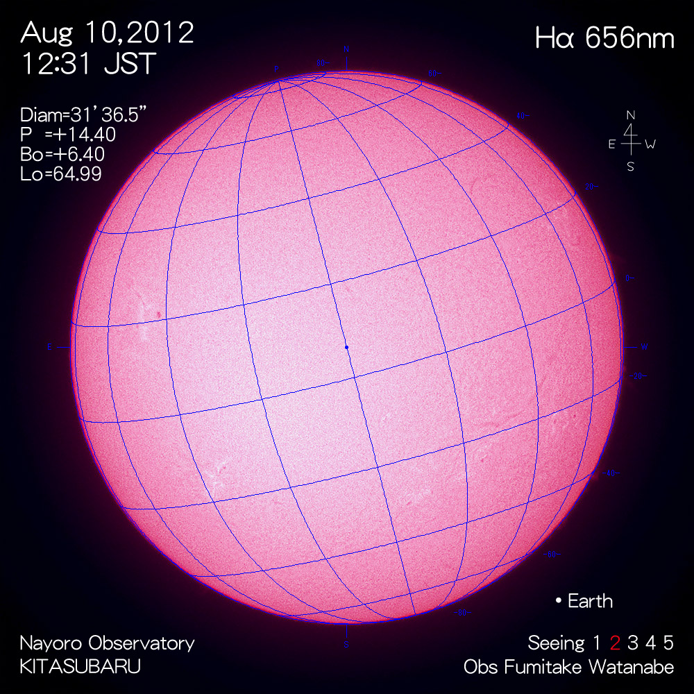 2012年8月10日Hα波長の太陽