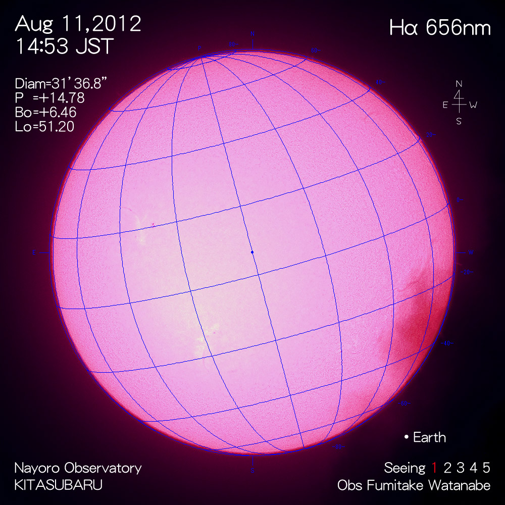 2012年8月11日Hα波長の太陽
