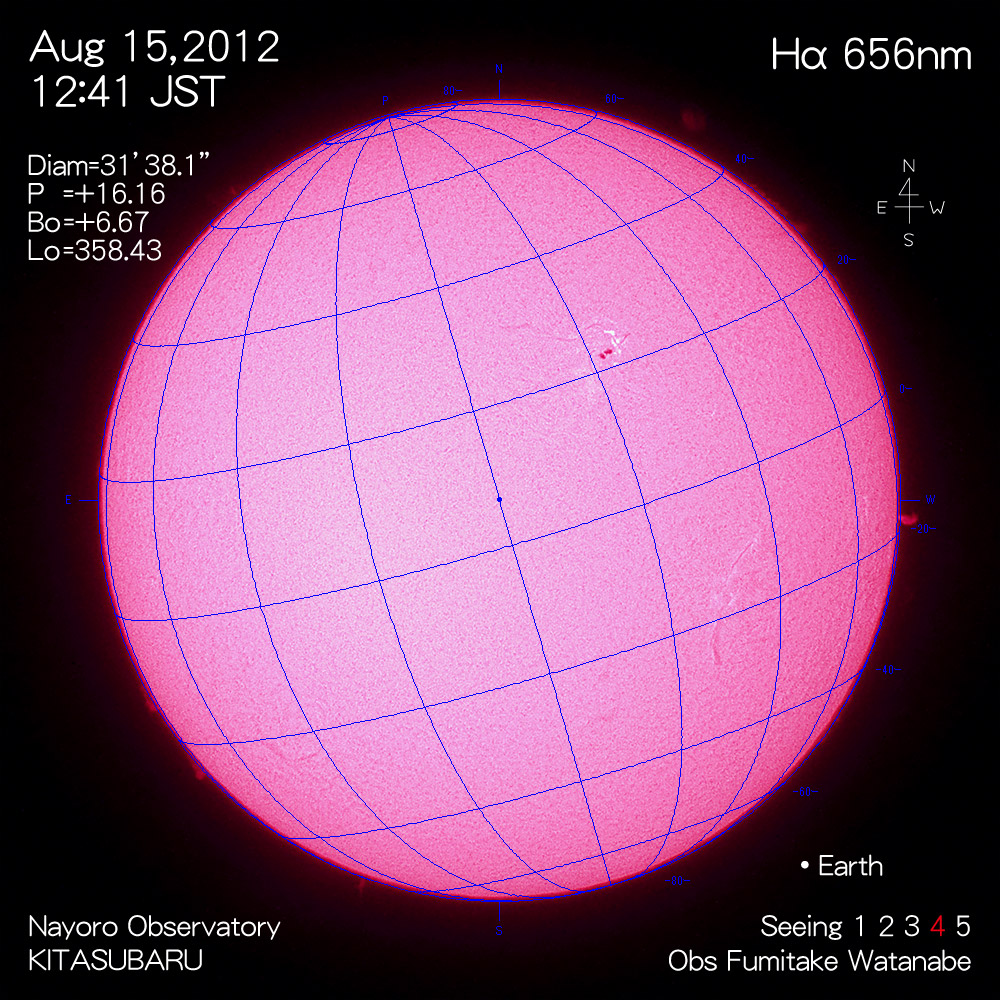 2012年8月15日Hα波長の太陽