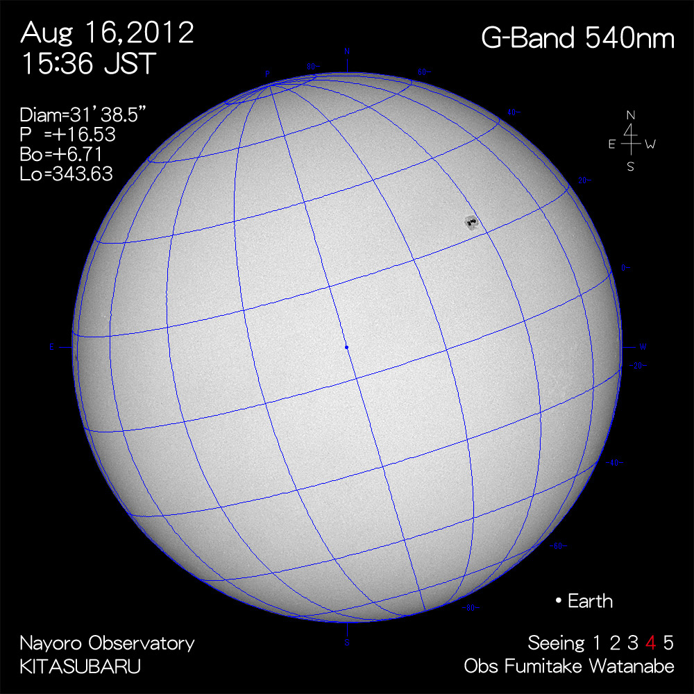 2012年8月16日540nm波長の太陽