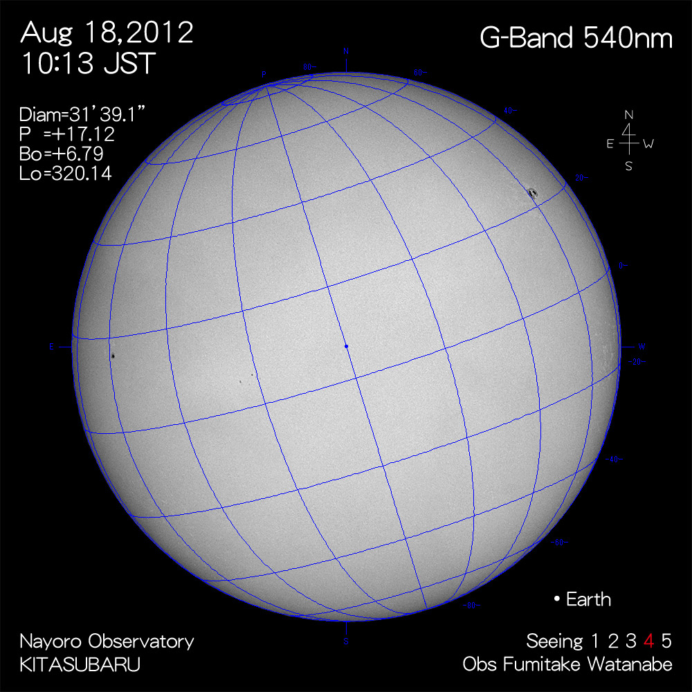 2012年8月18日540nm波長の太陽