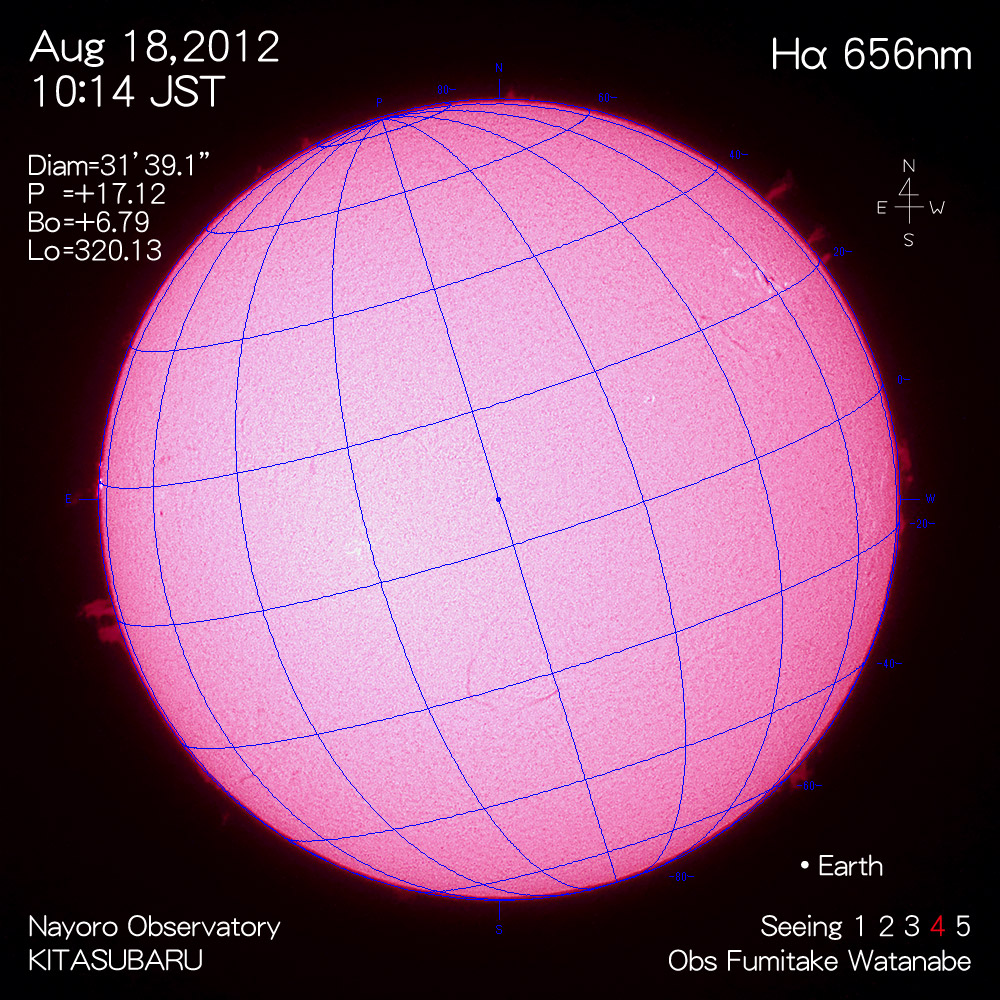 2012年8月18日Hα波長の太陽