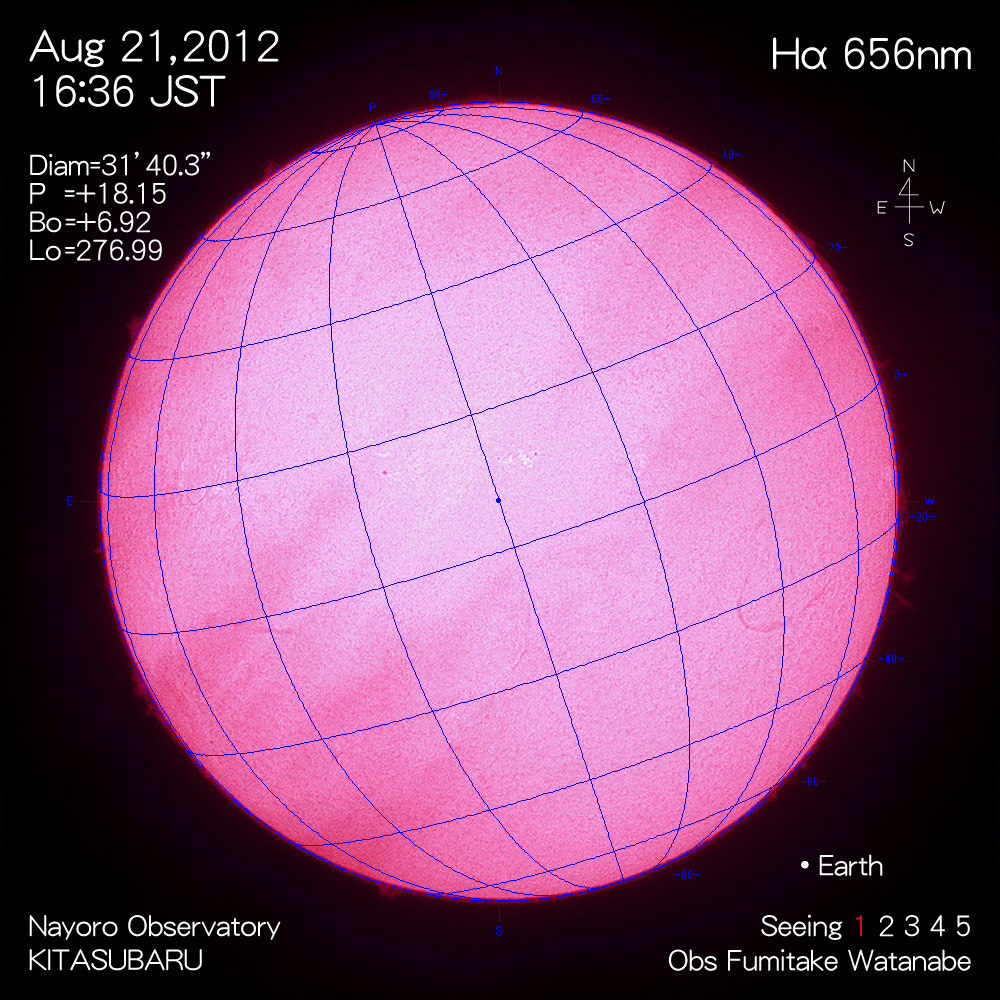 2012年8月21日Hα波長の太陽