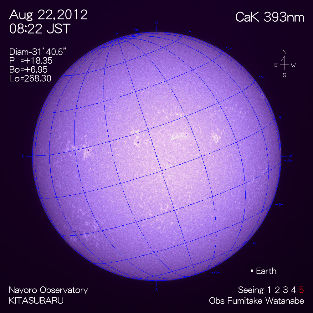 2012年8月22日CaK波長の太陽
