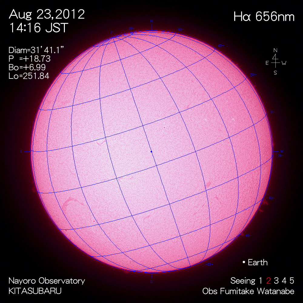 2012年8月23日Hα波長の太陽