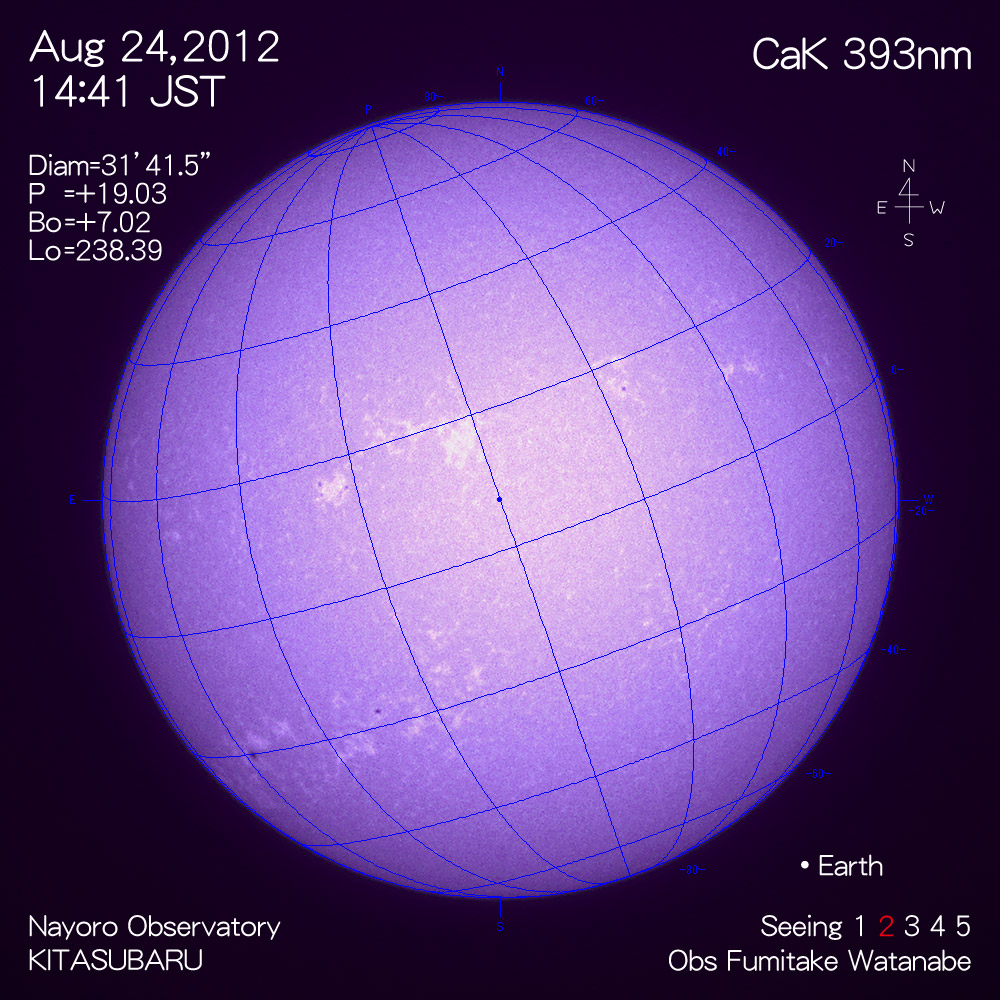 2012年8月24日CaK波長の太陽