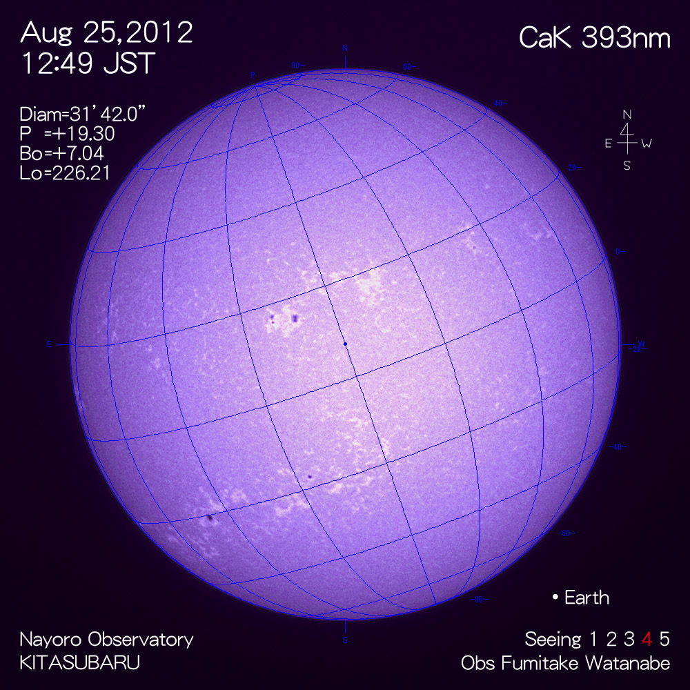 2012年8月25日CaK波長の太陽