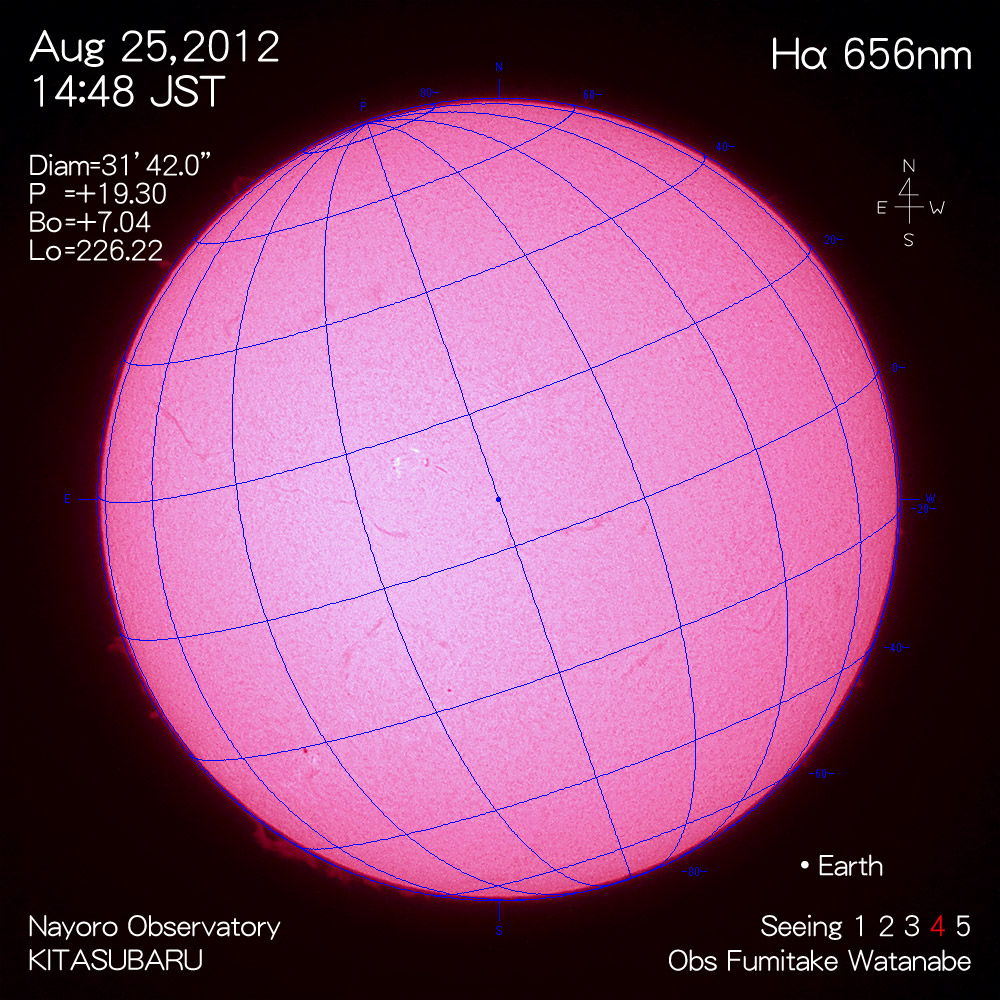 2012年8月25日Hα波長の太陽