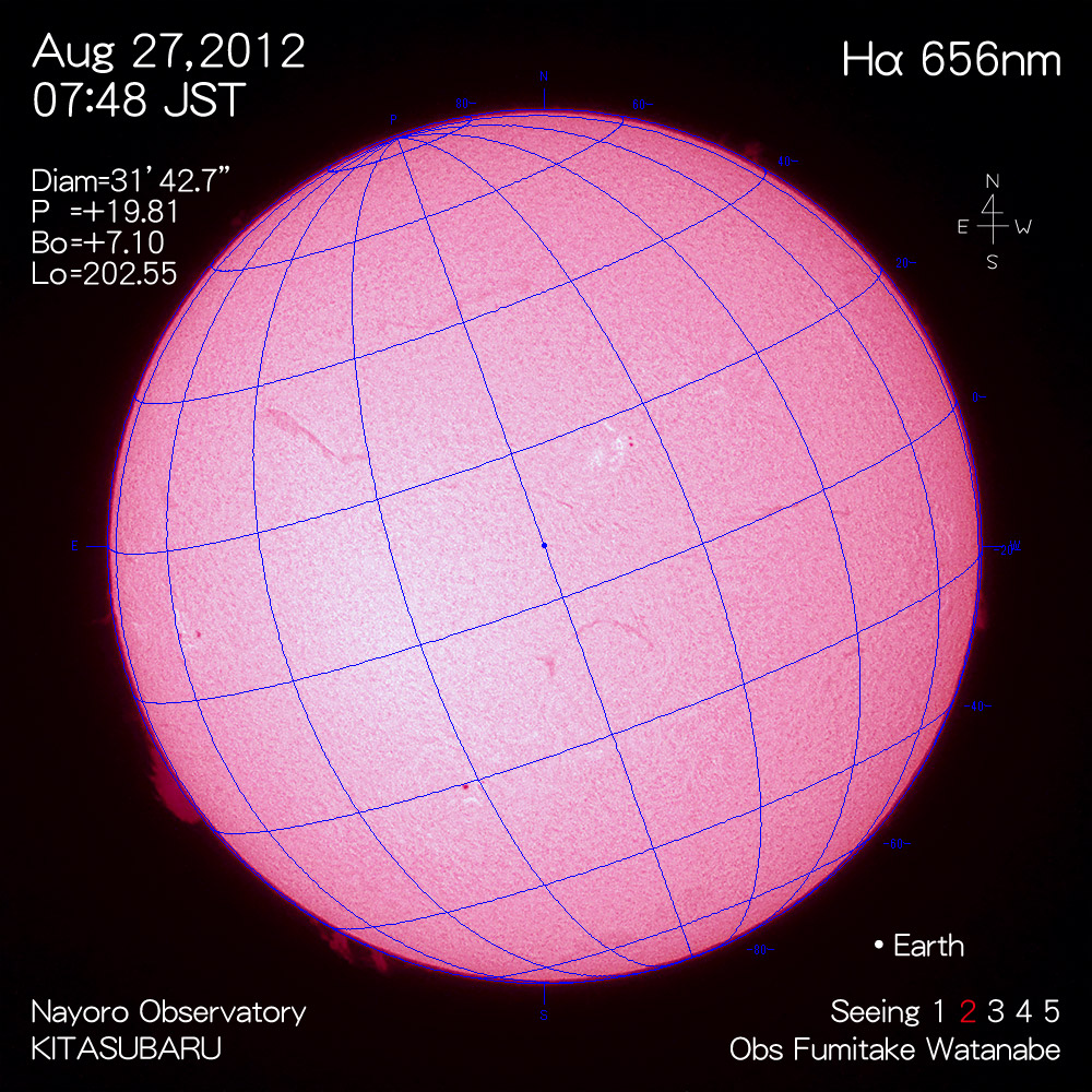 2012年8月27日Hα波長の太陽