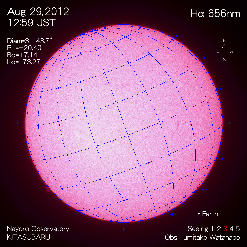 2012年8月29日Hα波長の太陽