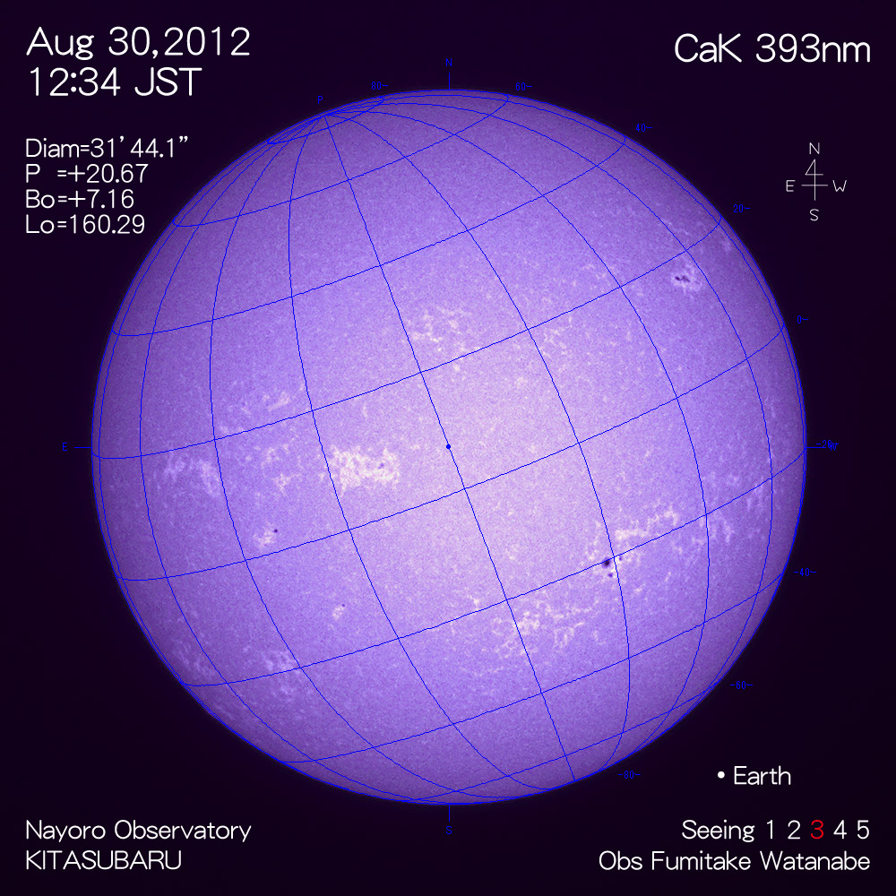 2012年8月30日CaK波長の太陽