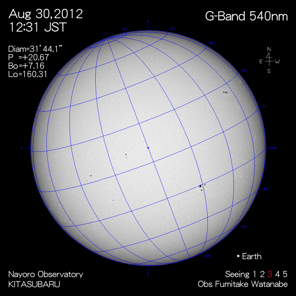 2012年8月30日540nm波長の太陽