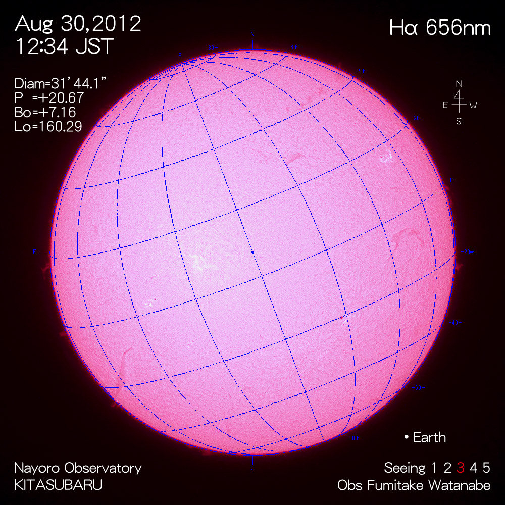 2012年8月30日Hα波長の太陽