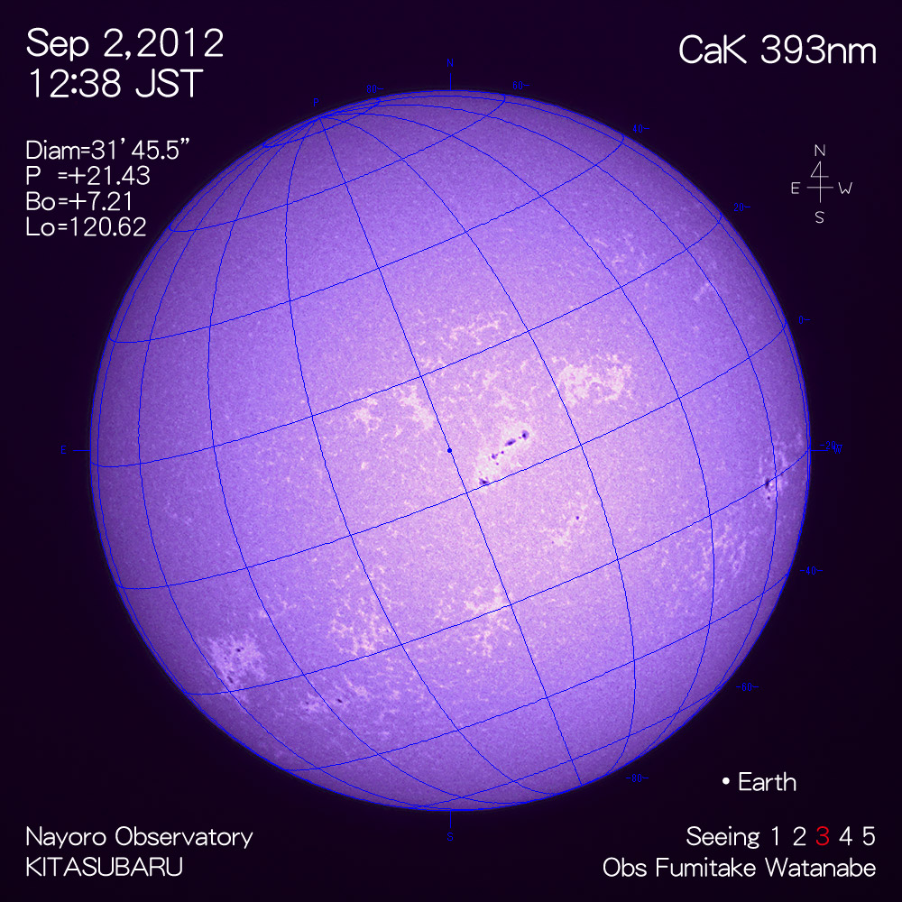 2012年9月2日CaK波長の太陽