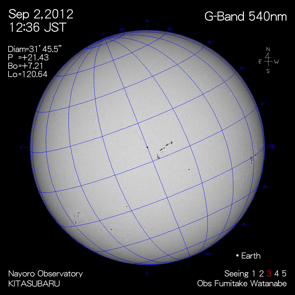 2012年9月2日540nm波長の太陽