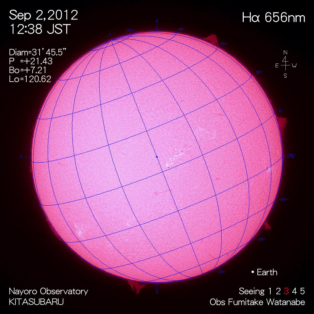 2012年9月2日Hα波長の太陽