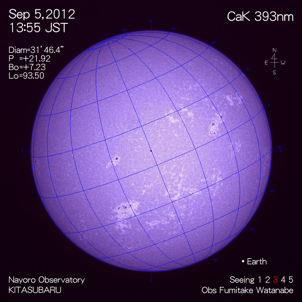 2012年9月4日CaK波長の太陽