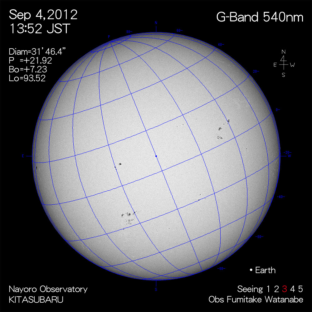 2012年9月4日540nm波長の太陽