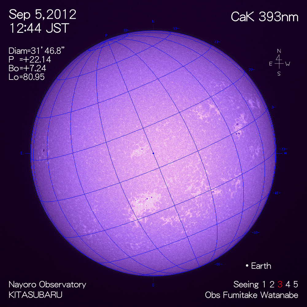 2012年9月5日CaK波長の太陽
