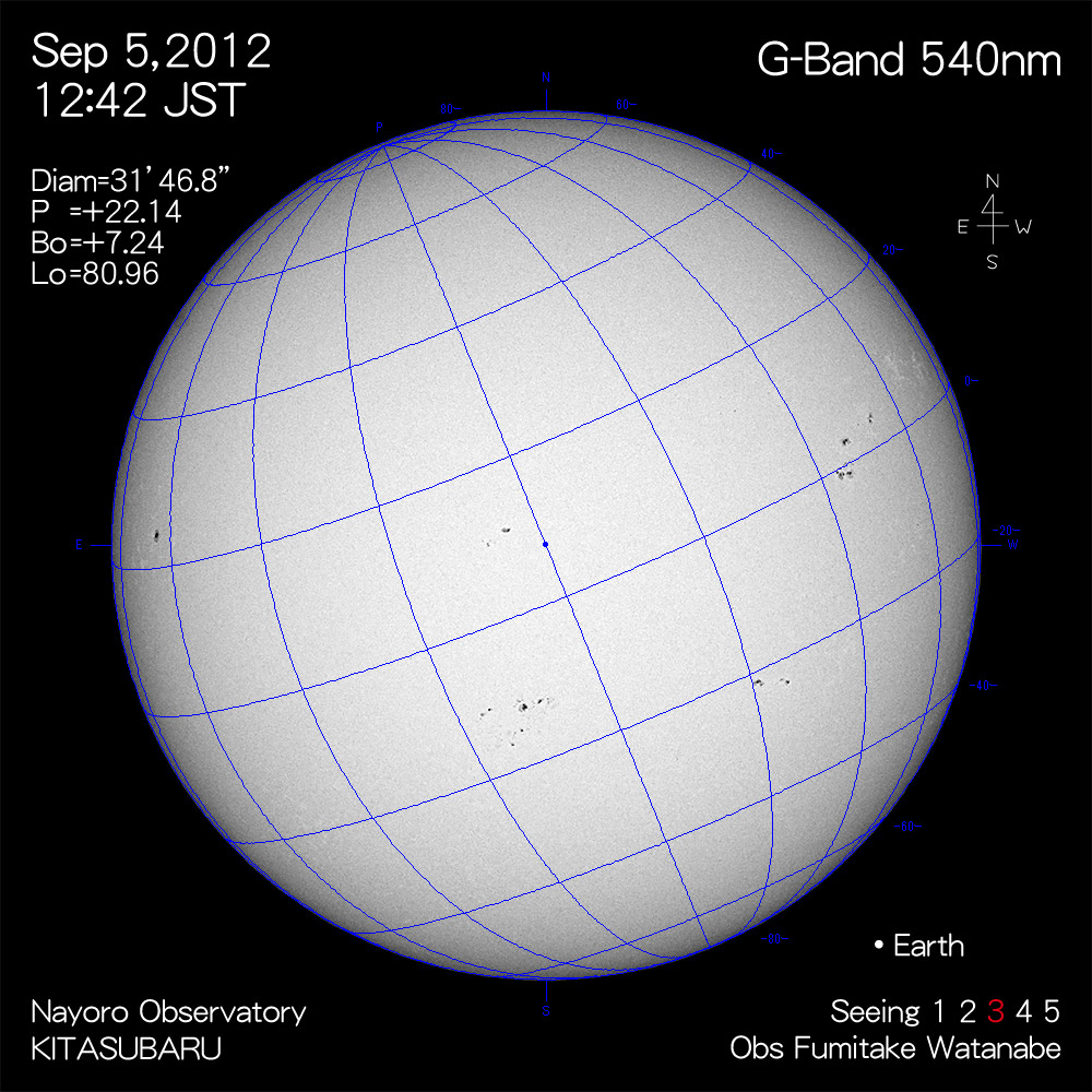2012年9月5日540nm波長の太陽