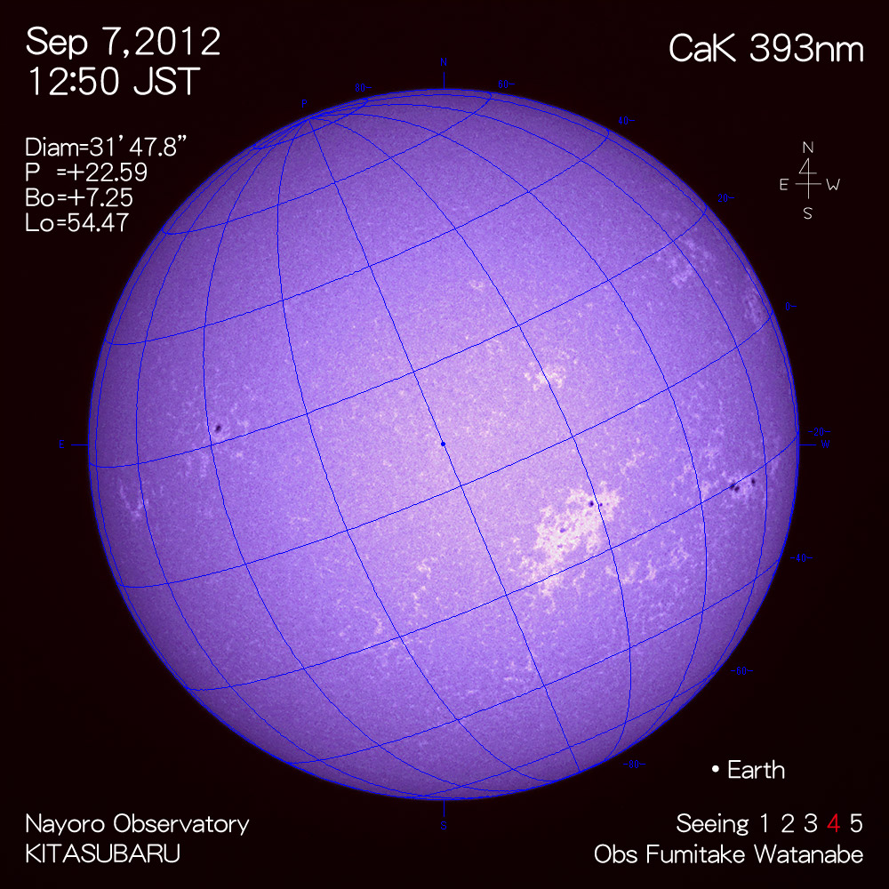 2012年9月7日CaK波長の太陽