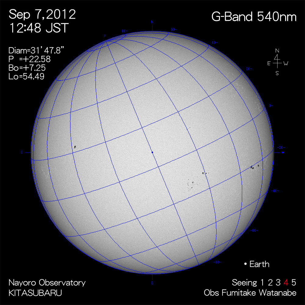 2012年9月7日540nm波長の太陽