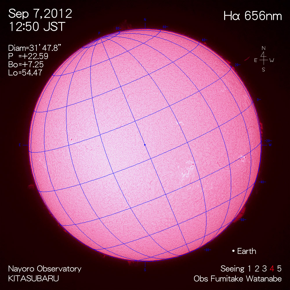 2012年9月7日Hα波長の太陽
