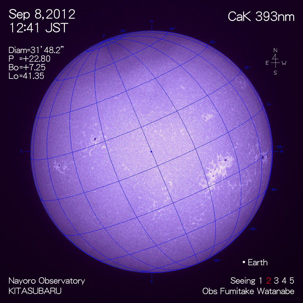 2012年9月8日CaK波長の太陽