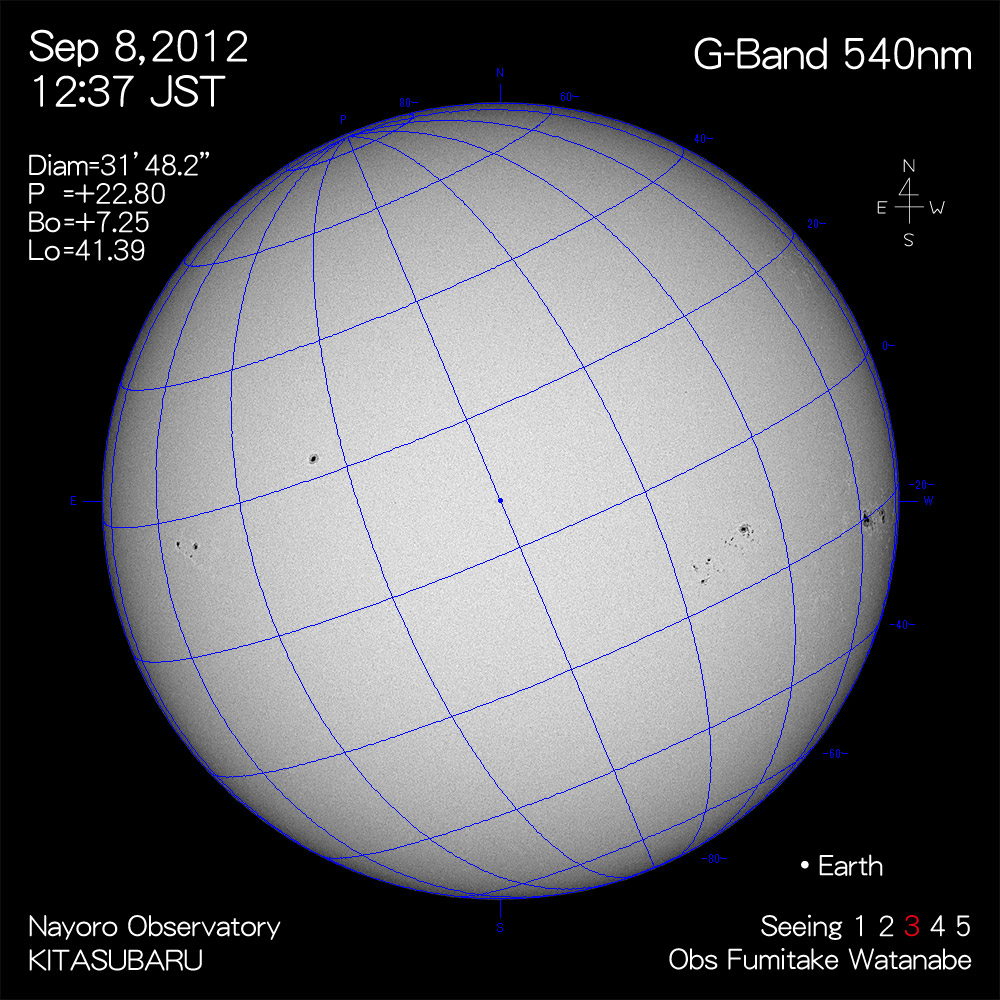 2012年9月8日540nm波長の太陽