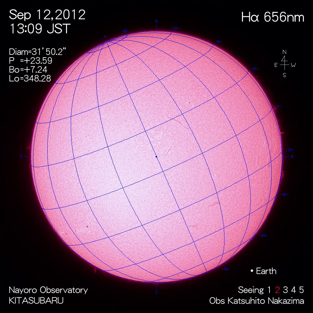 2012年9月12日Hα波長の太陽