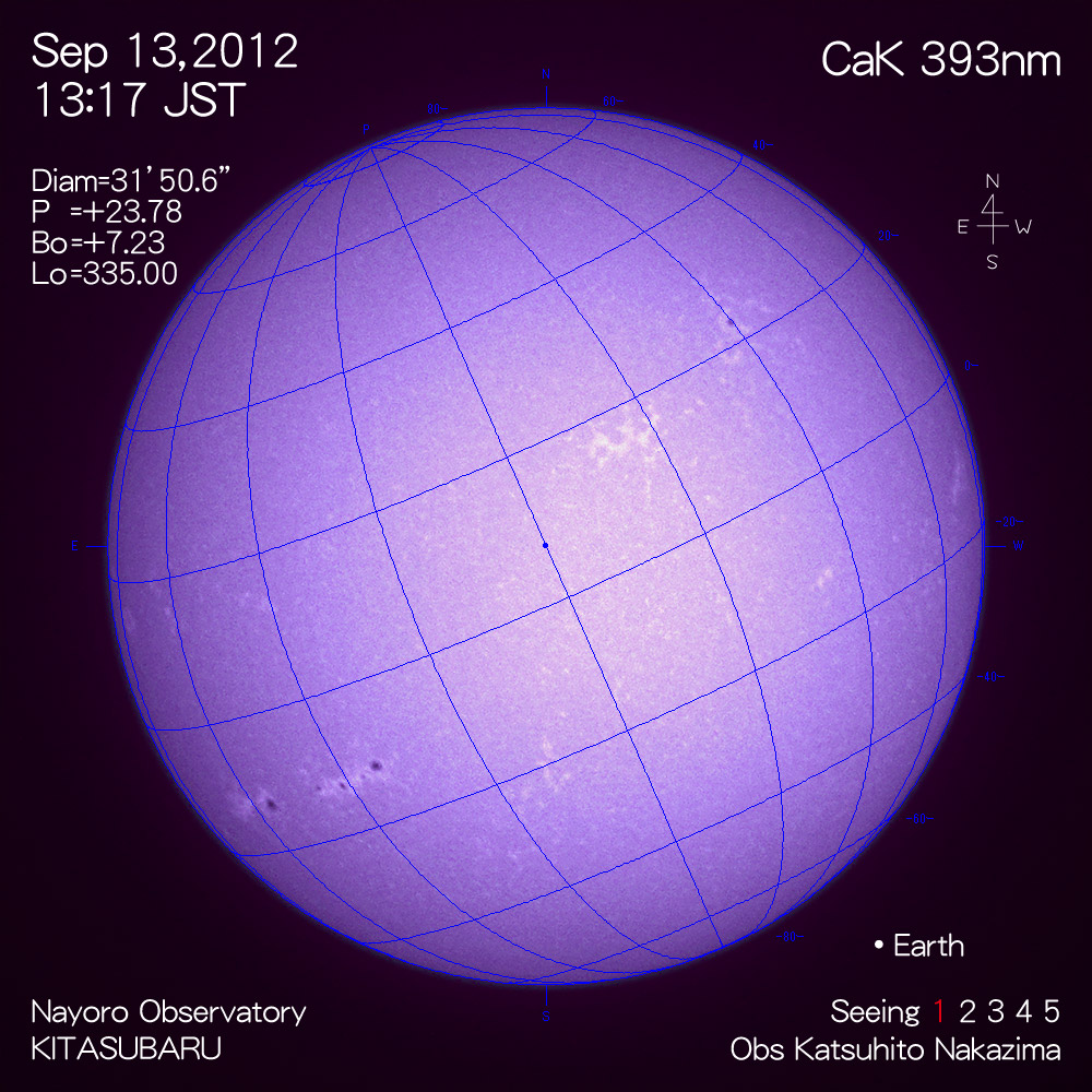 2012年9月13日CaK波長の太陽
