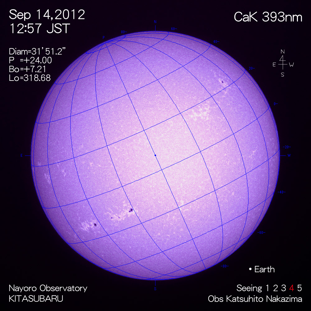 2012年9月14日CaK波長の太陽